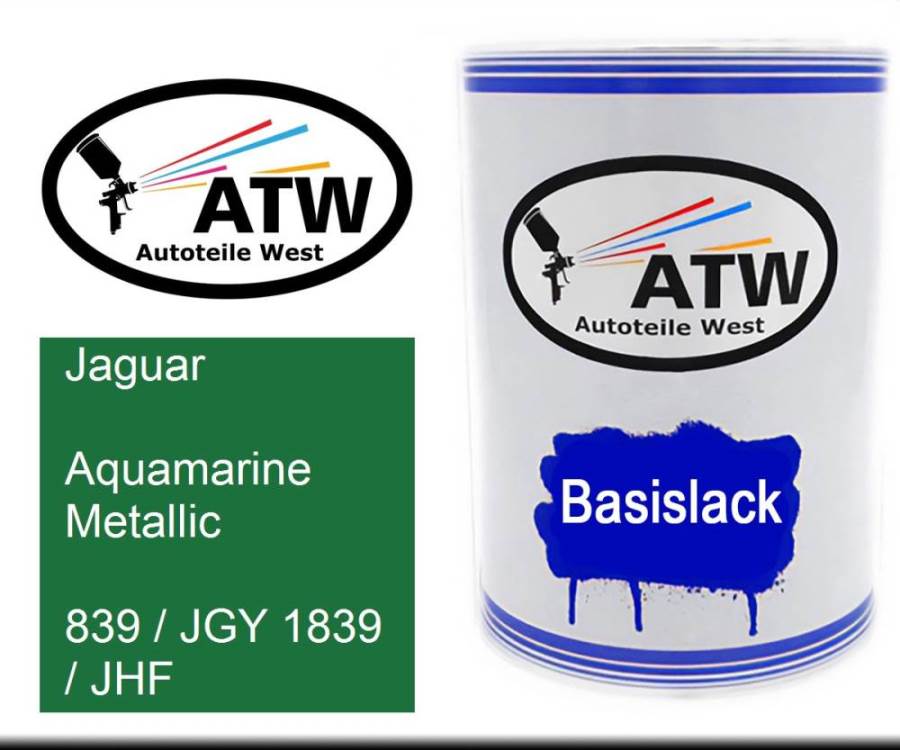 Jaguar, Aquamarine Metallic, 839 / JGY 1839 / JHF: 500ml Lackdose, von ATW Autoteile West.